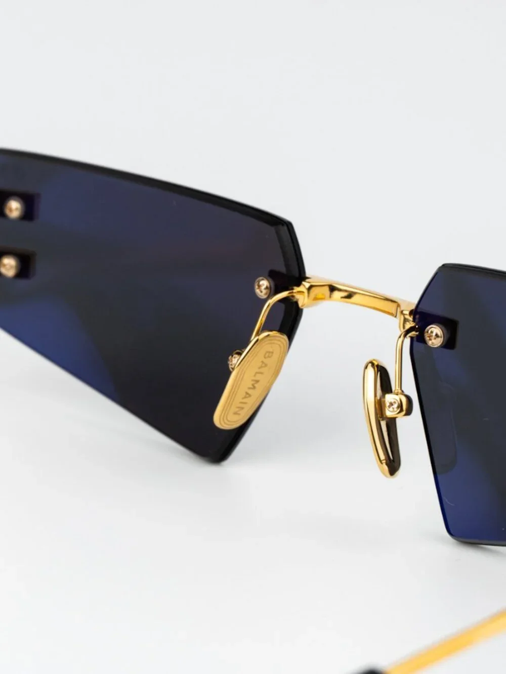 Balmain Men Sunglasses Titanium Gold Black Grey Geometric FIXE BPS-123A-54